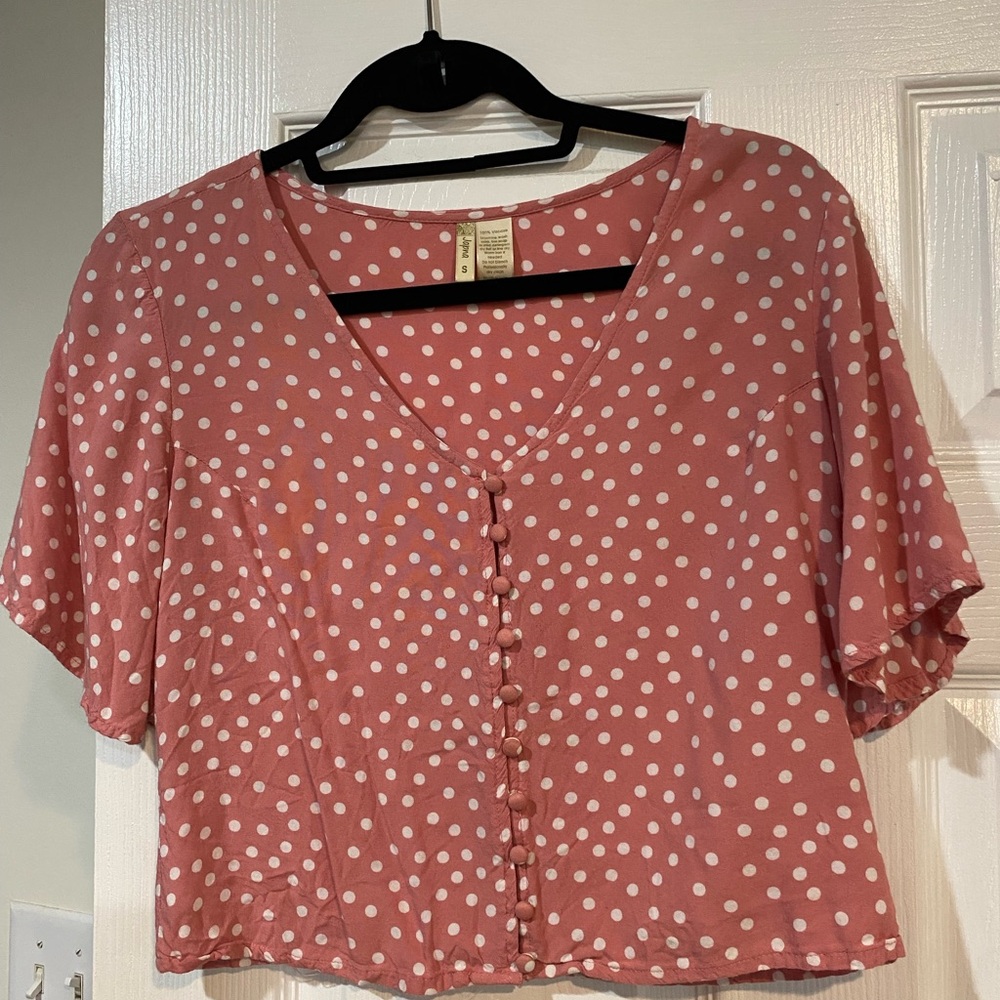 Japna Pink and White Polka Dot Blouse